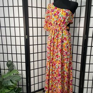 Colorful One-Shoulder Maxi Dress